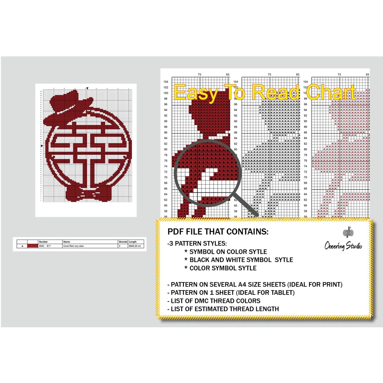 Happiness Cross Stitch Pattern Cheering Studio