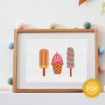 ice cream and popsicle food cross stitch pattern