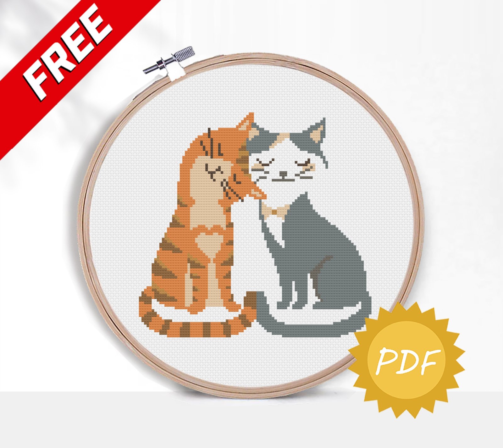 FREE cross stitch animal pattern: Cats - Cheering Studio